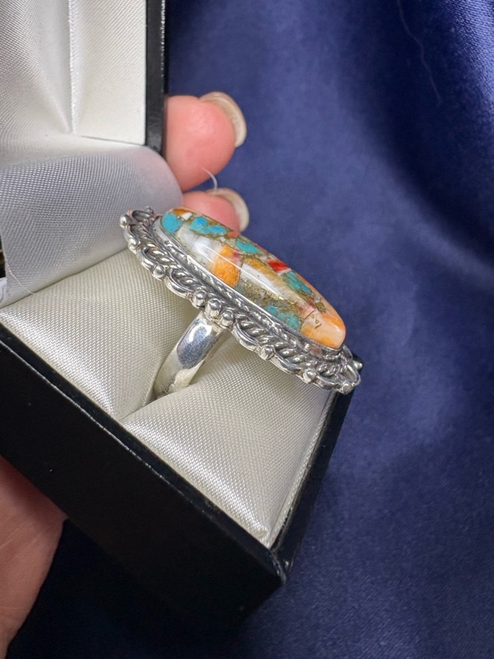 Ring Spiny Oyster Turquoise 925 Sterling Silver Statement Southwestern Boho - Picture 3 of 6